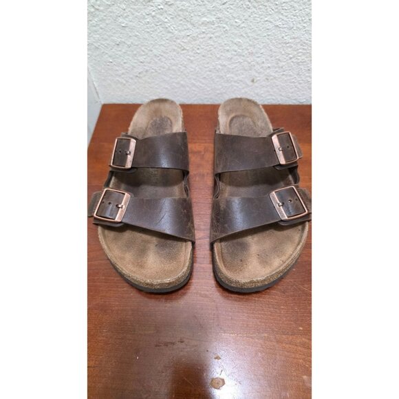 Birkenstock Arizona Unisex Brown Leather Sandals Size 40 - Picture 2 of 8